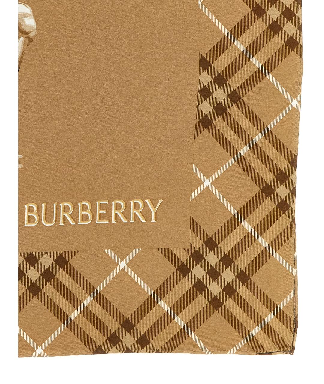 BURBERRY Бежевый шелковый платок, фото 2