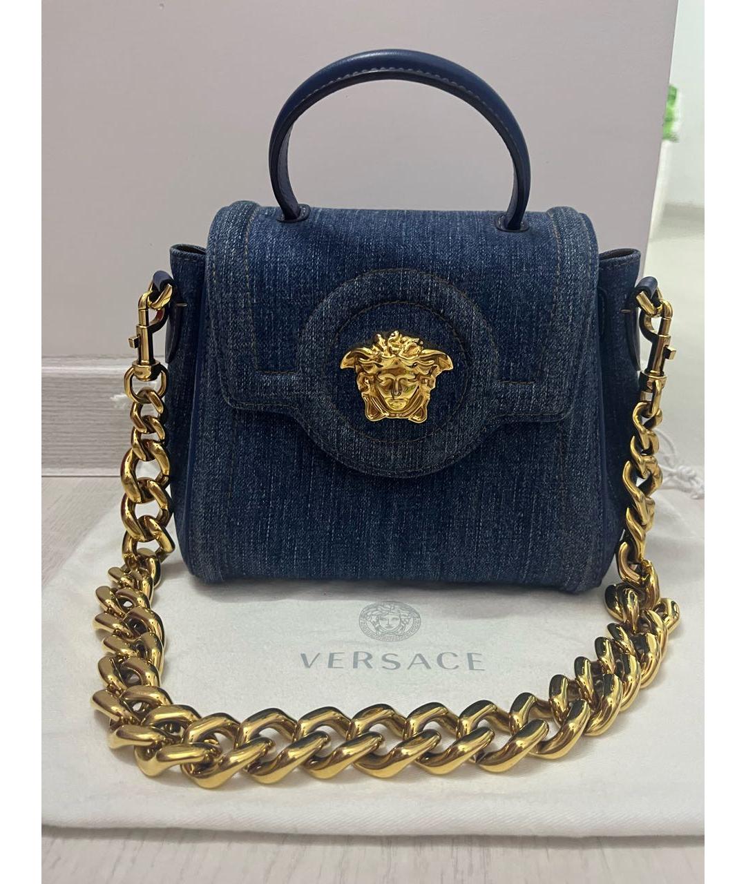VERSACE Синяя деним сумка через плечо, фото 7