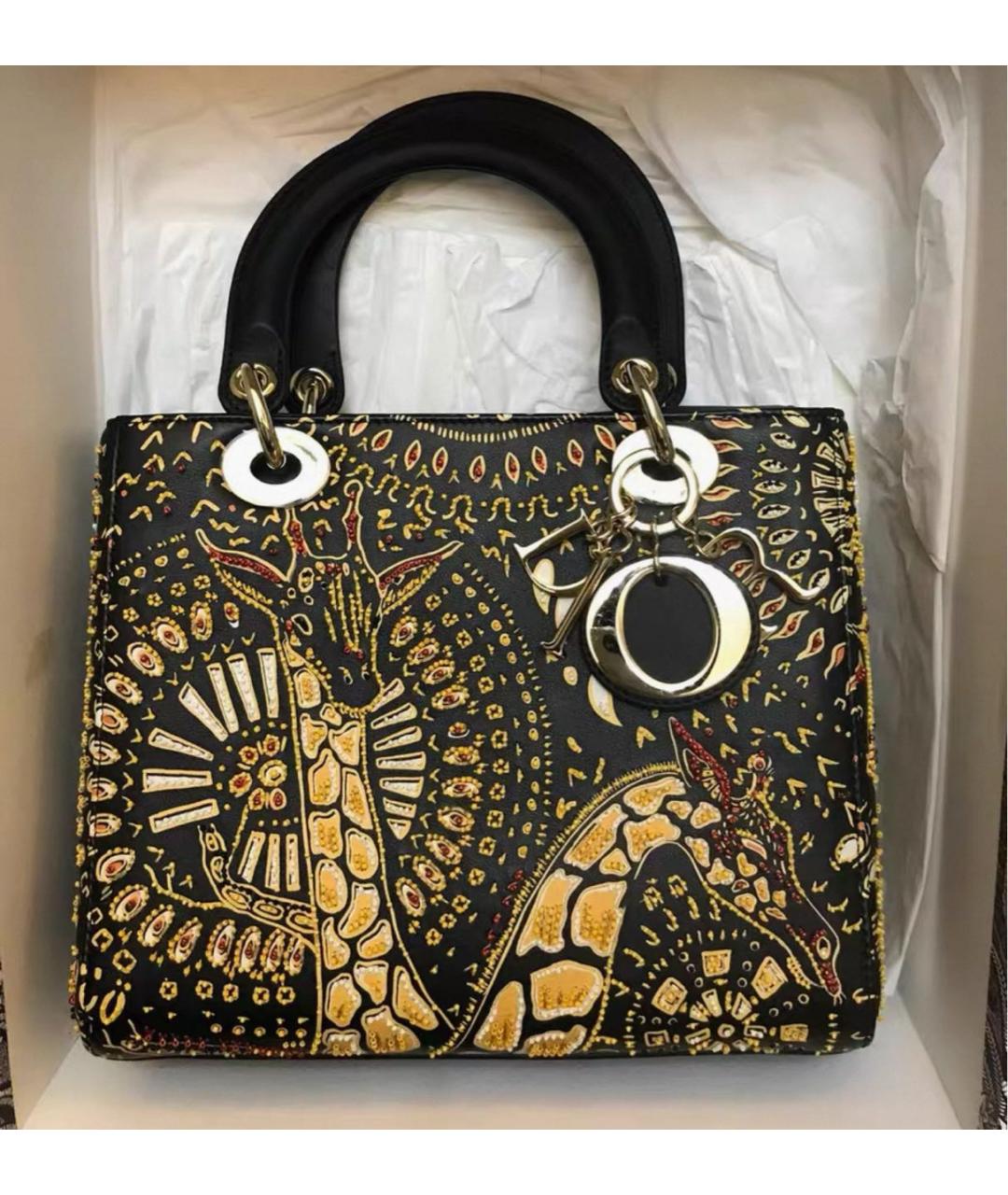 CHRISTIAN DIOR Черная кожаная сумка с короткими ручками, фото 3