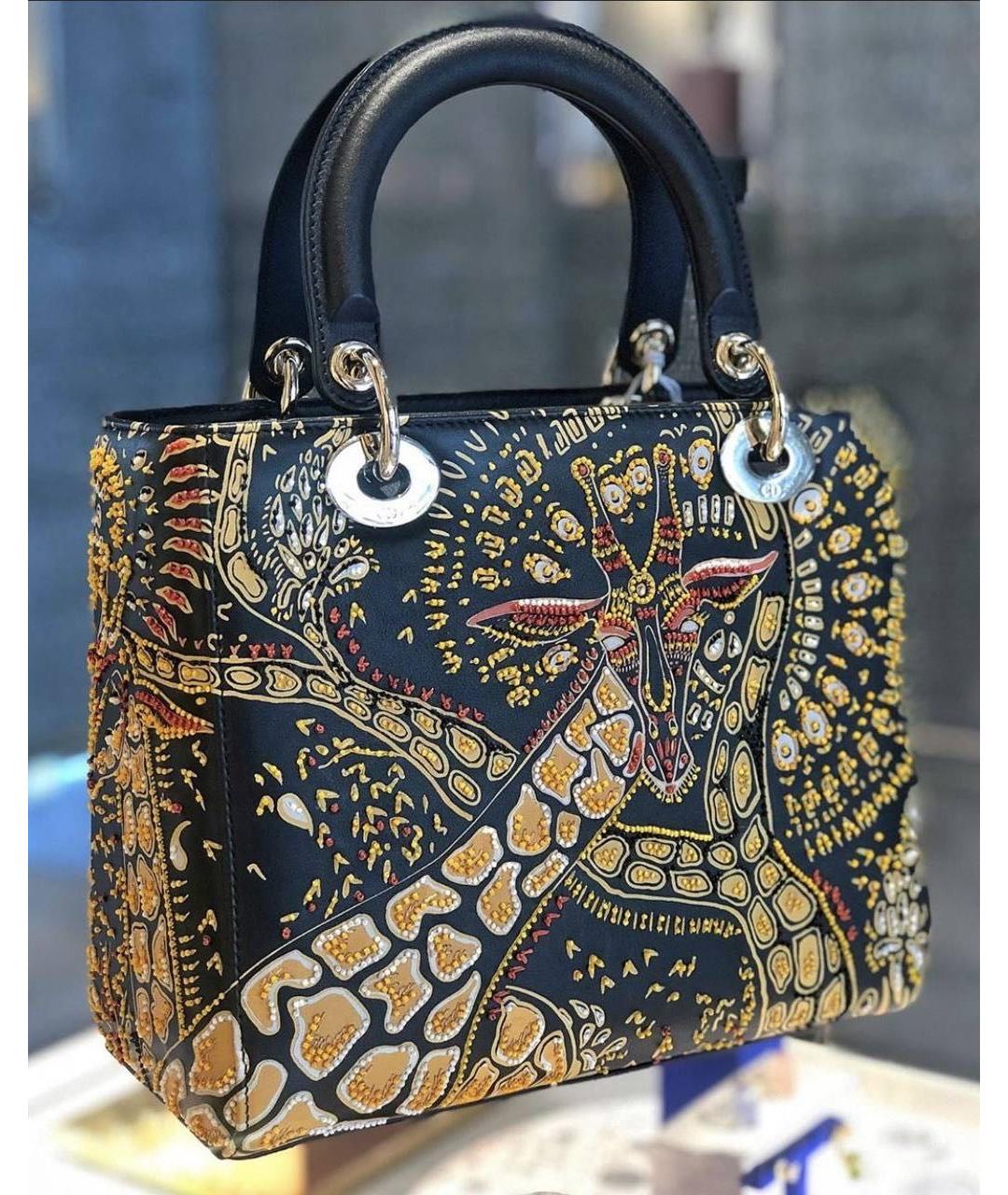 CHRISTIAN DIOR Черная кожаная сумка с короткими ручками, фото 2