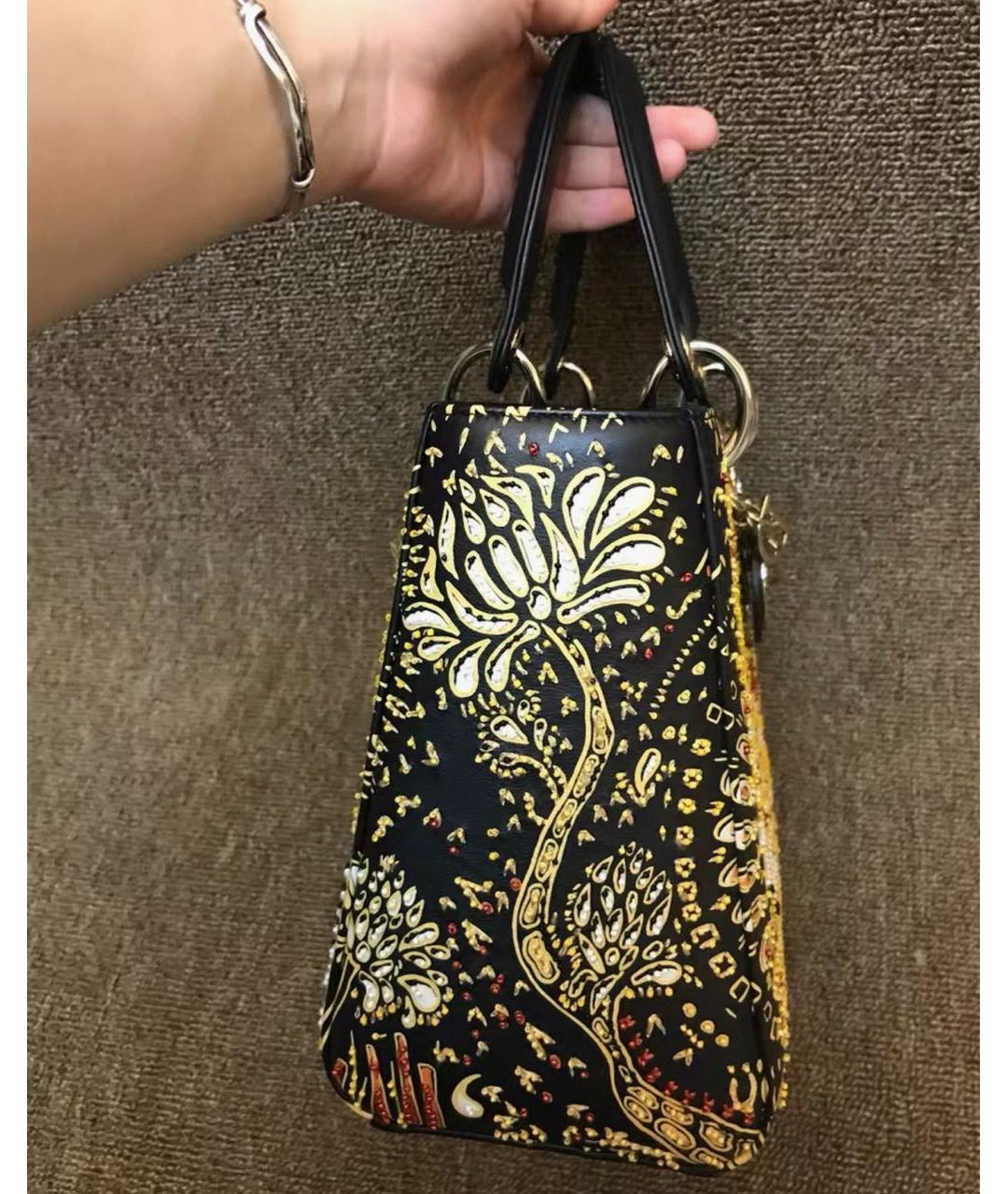 CHRISTIAN DIOR Черная кожаная сумка с короткими ручками, фото 5