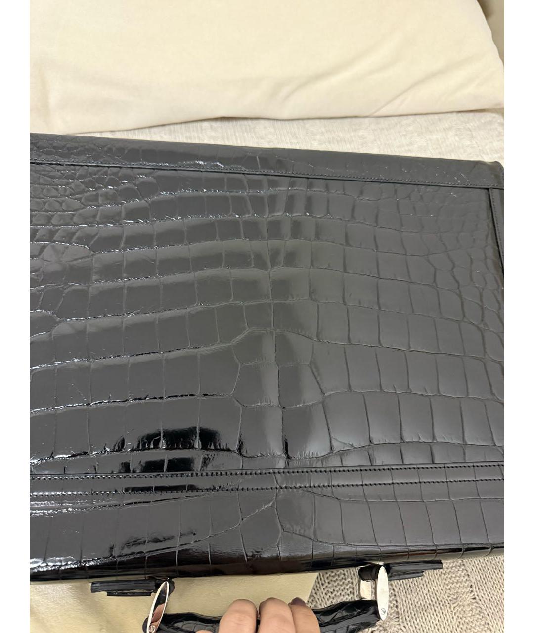 BRIONI Черный портфель из экзотической кожи, фото 3