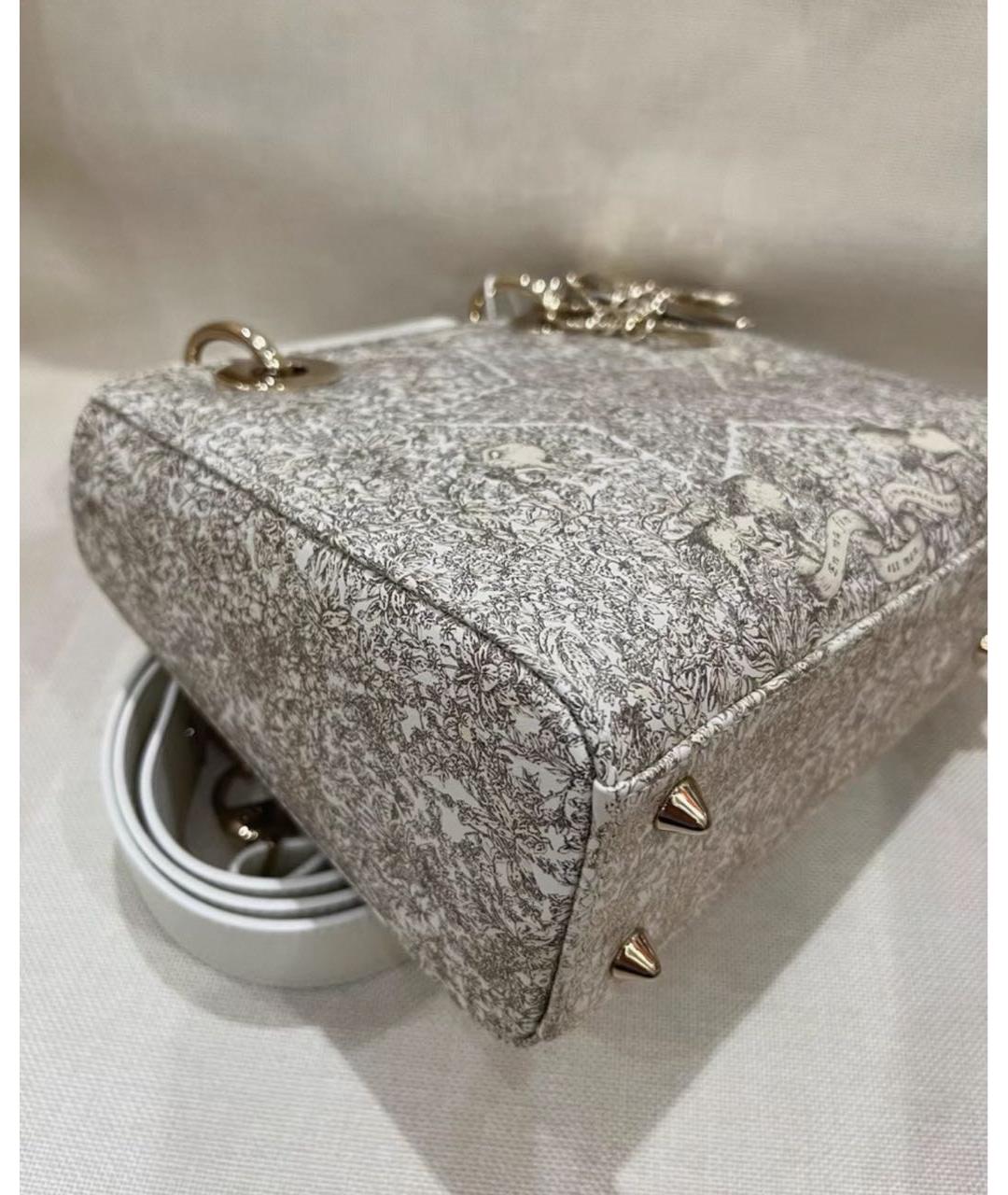 CHRISTIAN DIOR Белая кожаная сумка с короткими ручками, фото 3