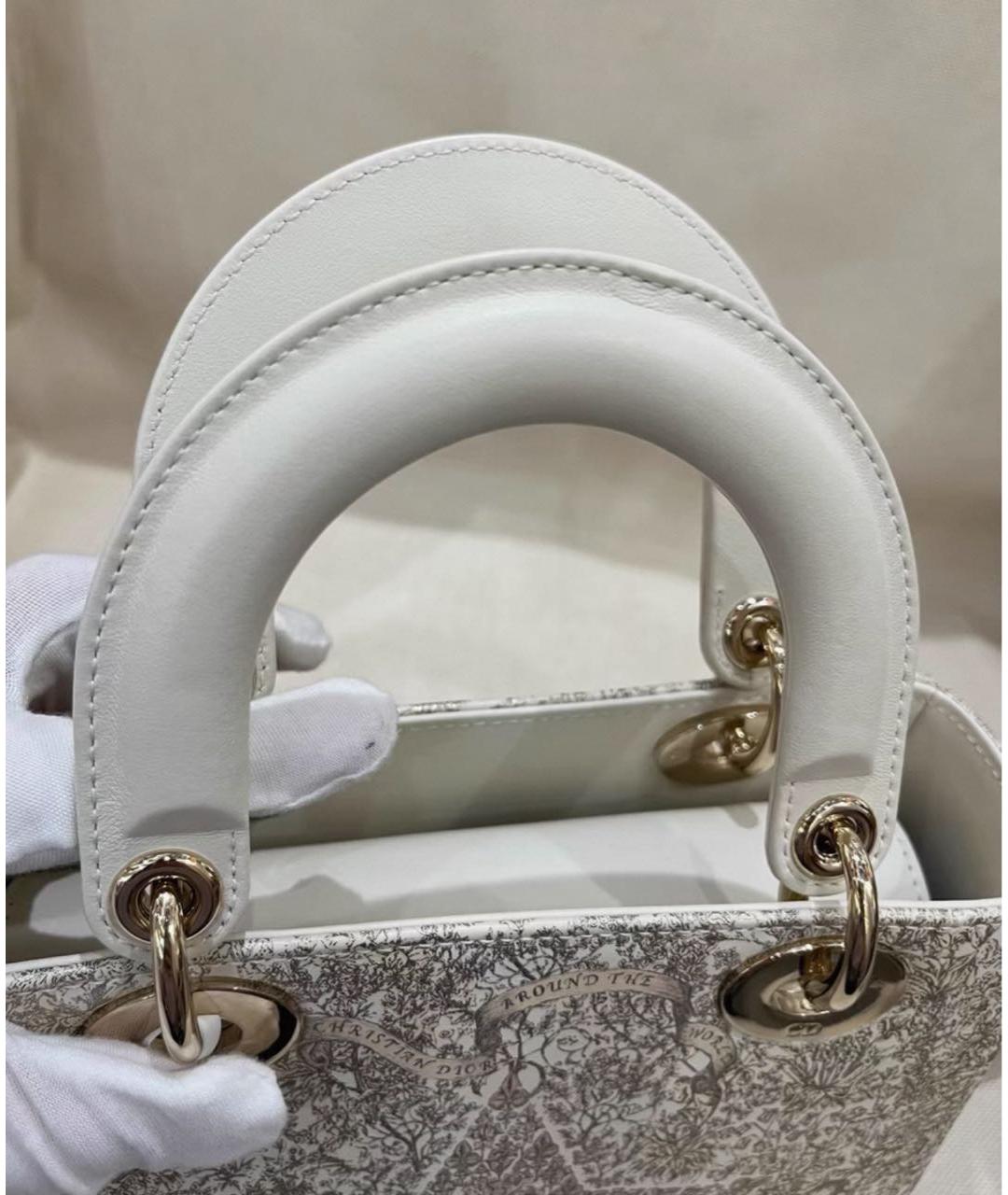CHRISTIAN DIOR Белая кожаная сумка с короткими ручками, фото 8