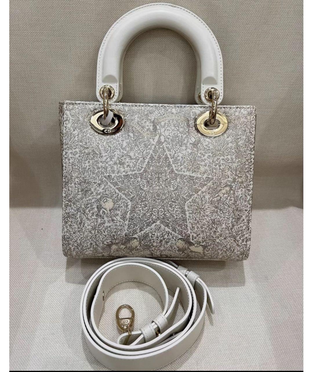 CHRISTIAN DIOR Белая кожаная сумка с короткими ручками, фото 5