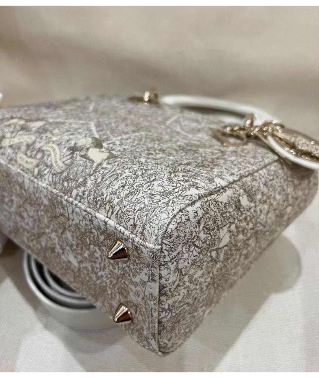 CHRISTIAN DIOR Белая кожаная сумка с короткими ручками, фото 4