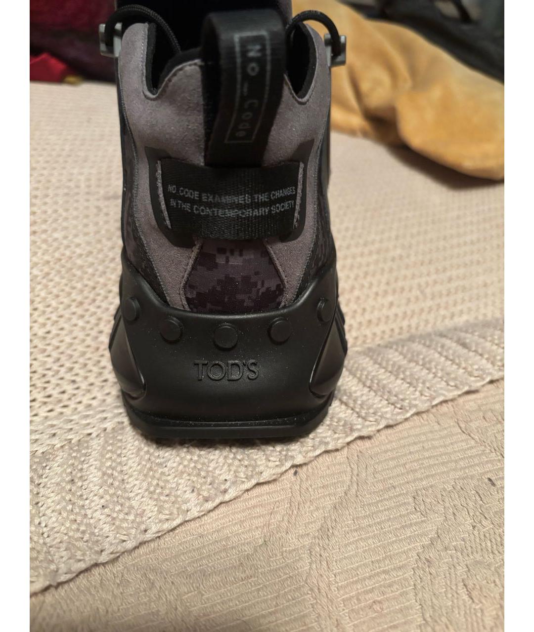 TOD'S Черные синтетические высокие кроссовки / кеды, фото 3