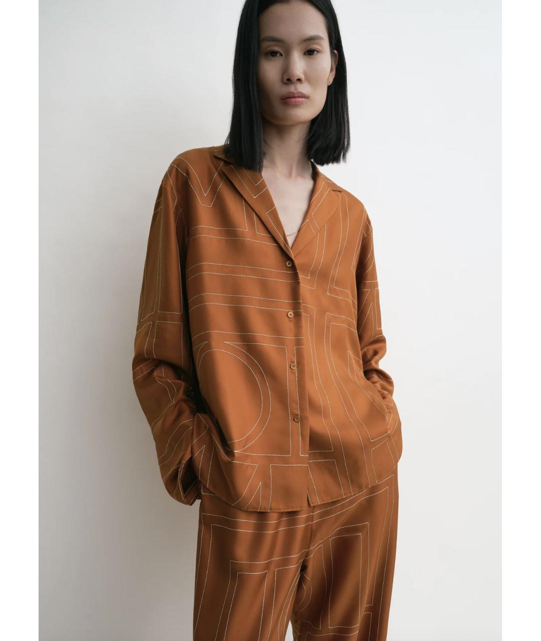 TOTEME Оранжевый шелковый костюм с брюками, фото 2