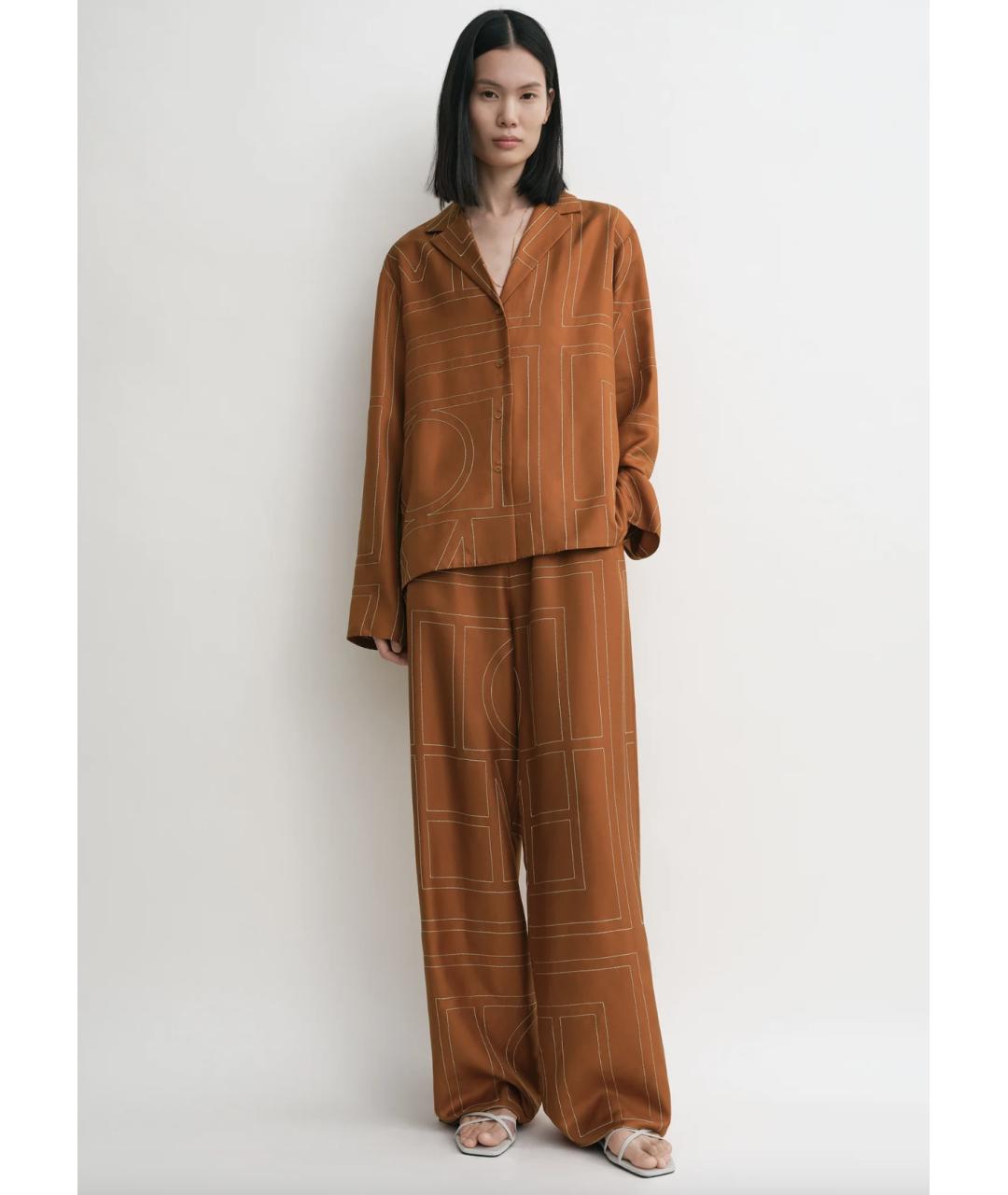 TOTEME Оранжевый шелковый костюм с брюками, фото 4