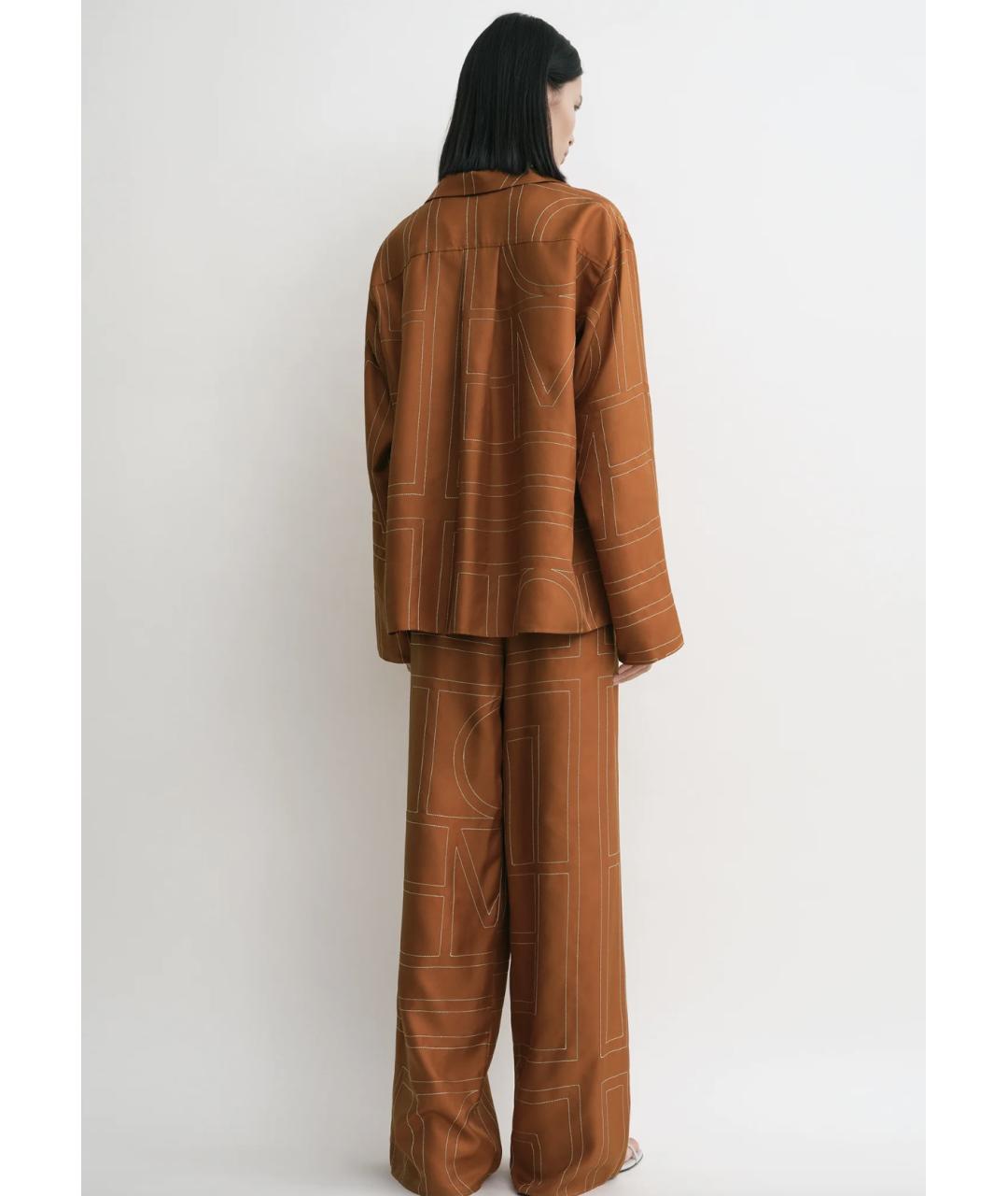 TOTEME Оранжевый шелковый костюм с брюками, фото 3