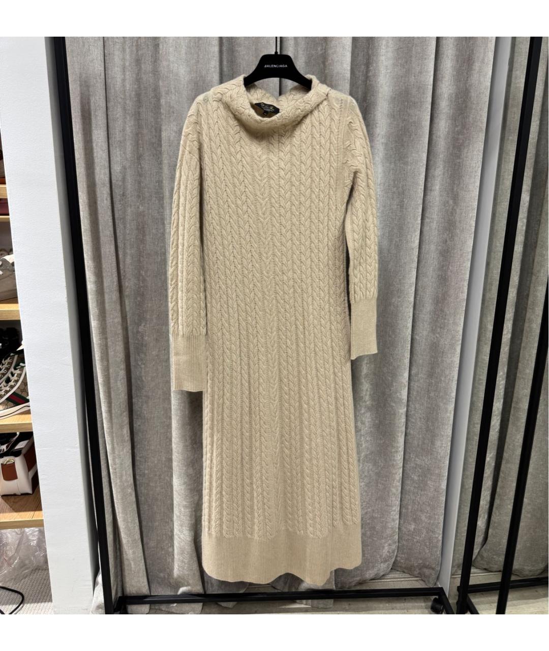 LORO PIANA Бежевое кашемировое повседневное платье, фото 5