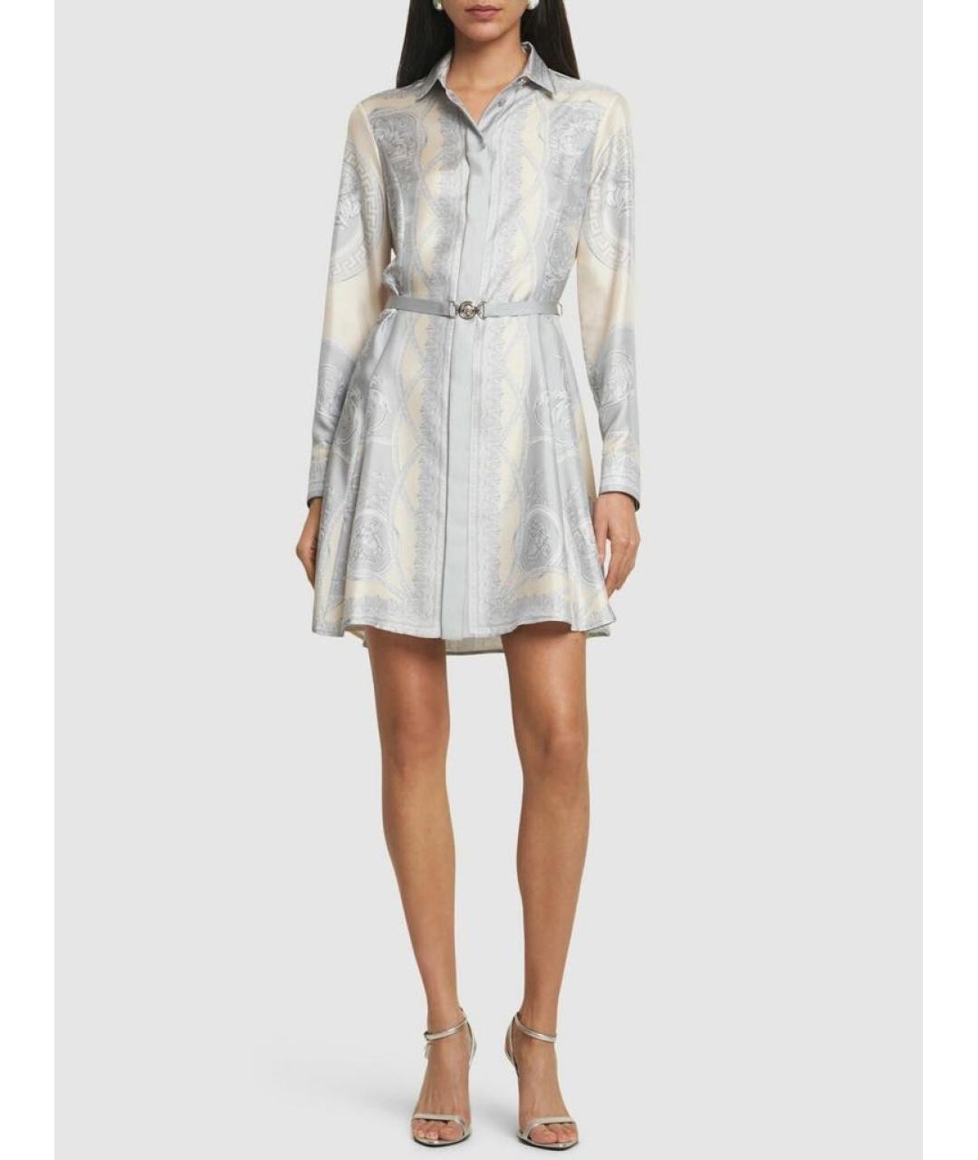 VERSACE Серое шелковое коктейльное платье, фото 5