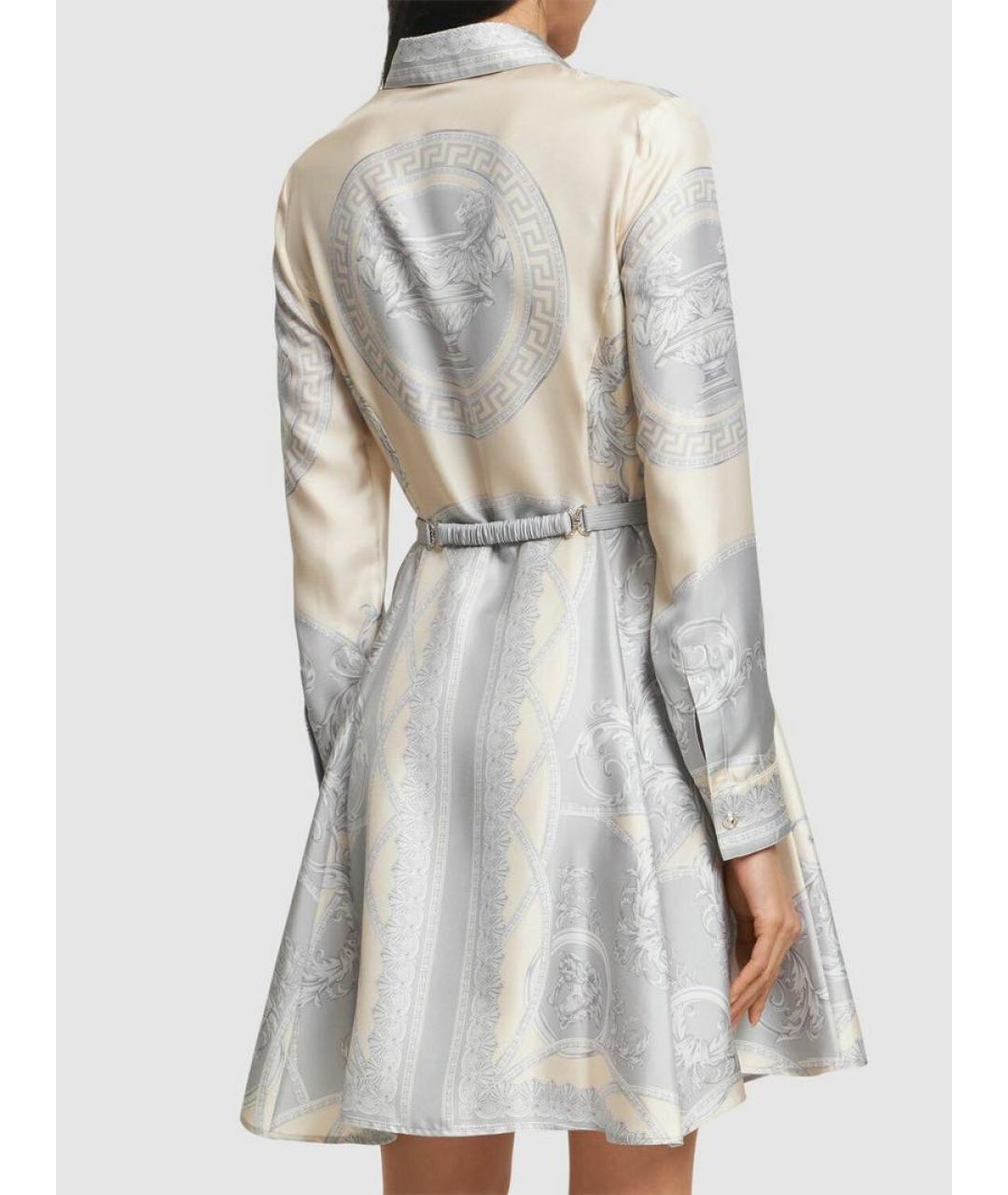 VERSACE Серое шелковое коктейльное платье, фото 6