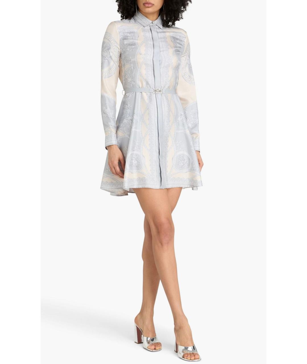 VERSACE Серое шелковое коктейльное платье, фото 2