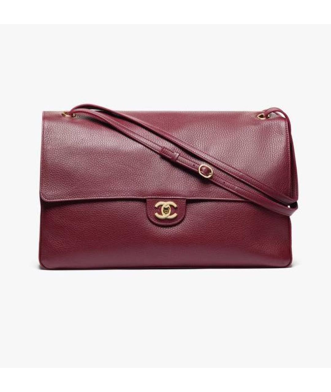 CHANEL Бордовая кожаная сумка через плечо, фото 3