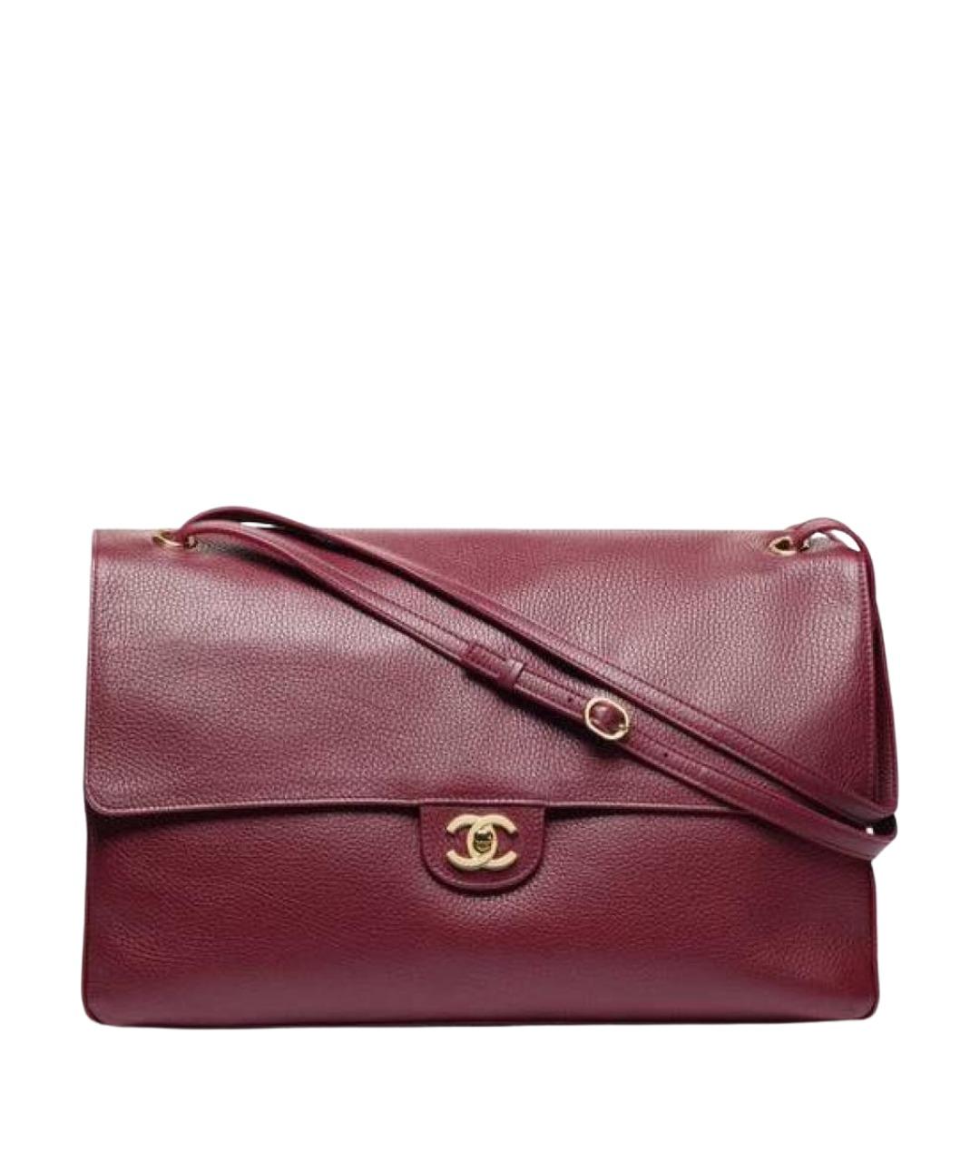 CHANEL Бордовая кожаная сумка через плечо, фото 1