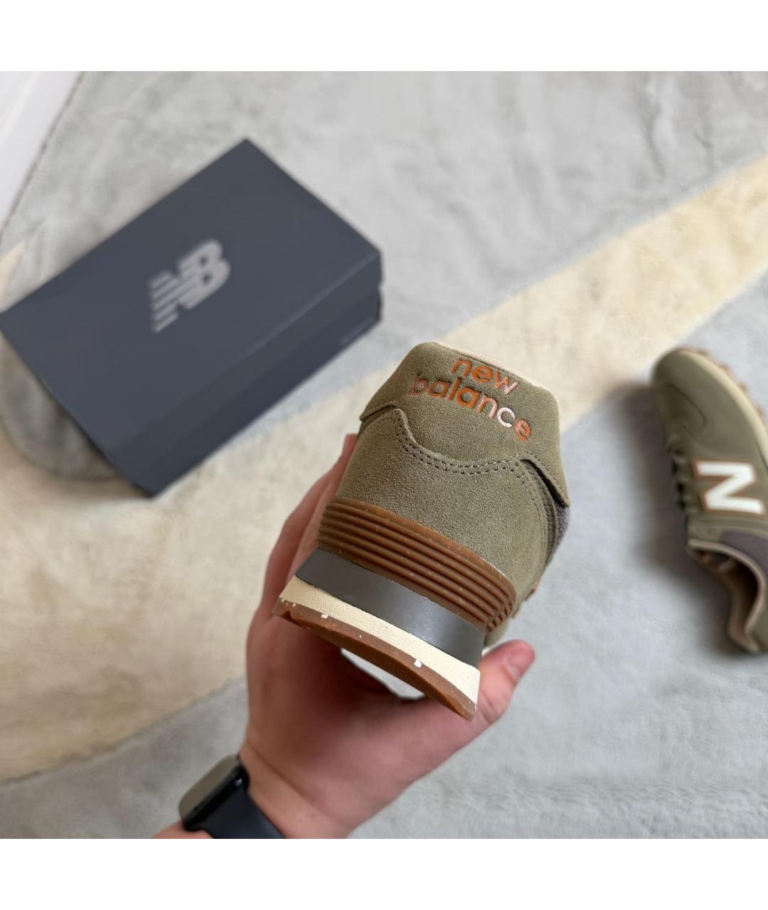 NEW BALANCE Хаки замшевые низкие кроссовки / кеды, фото 3