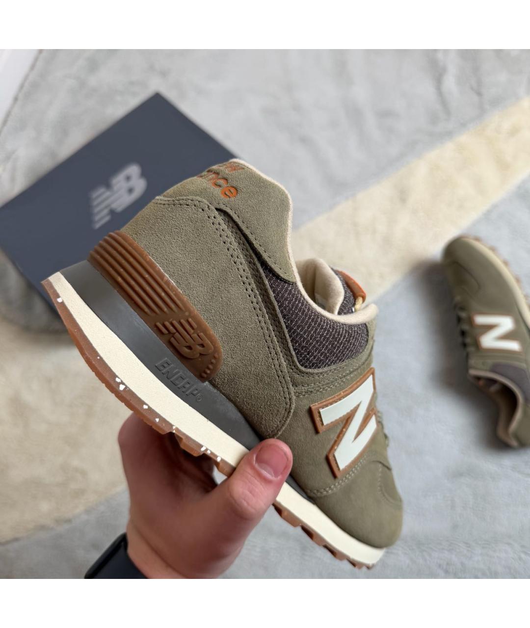 NEW BALANCE Хаки замшевые низкие кроссовки / кеды, фото 4