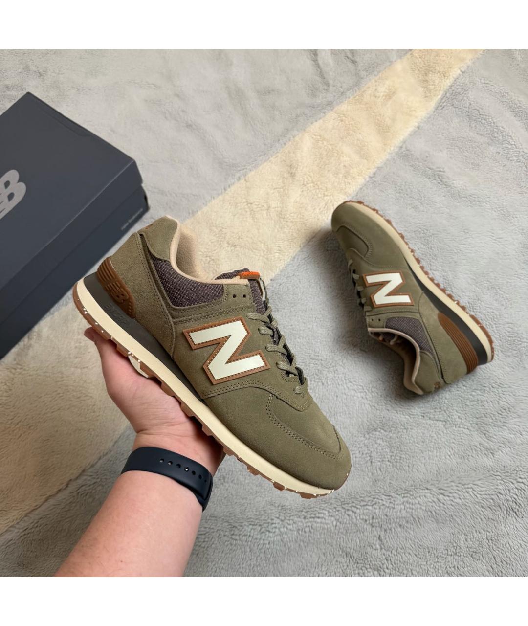 NEW BALANCE Хаки замшевые низкие кроссовки / кеды, фото 2