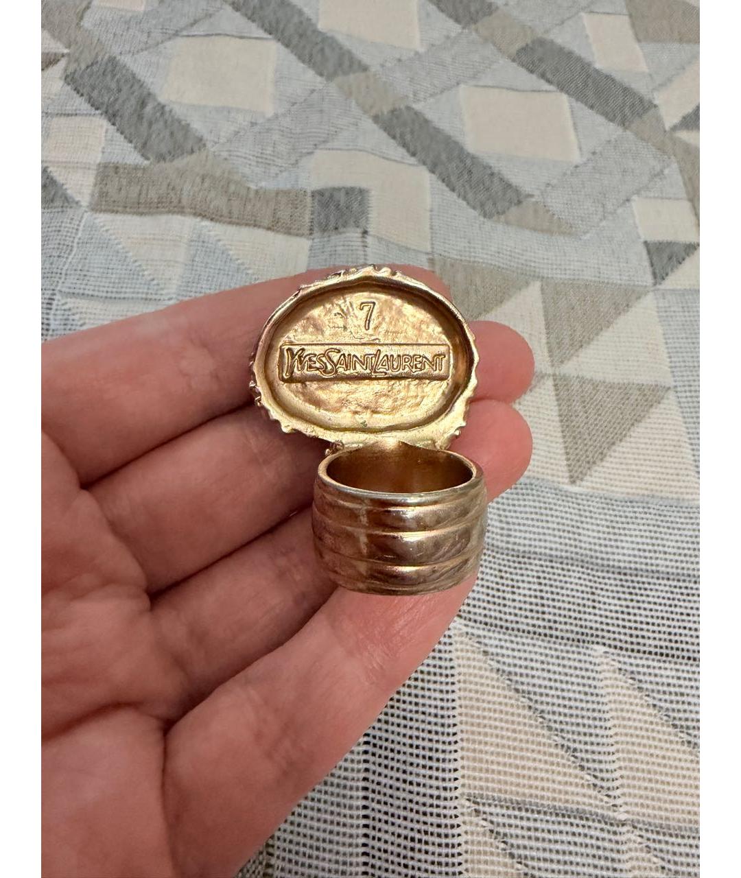 SAINT LAURENT Золотое позолоченное кольцо, фото 2