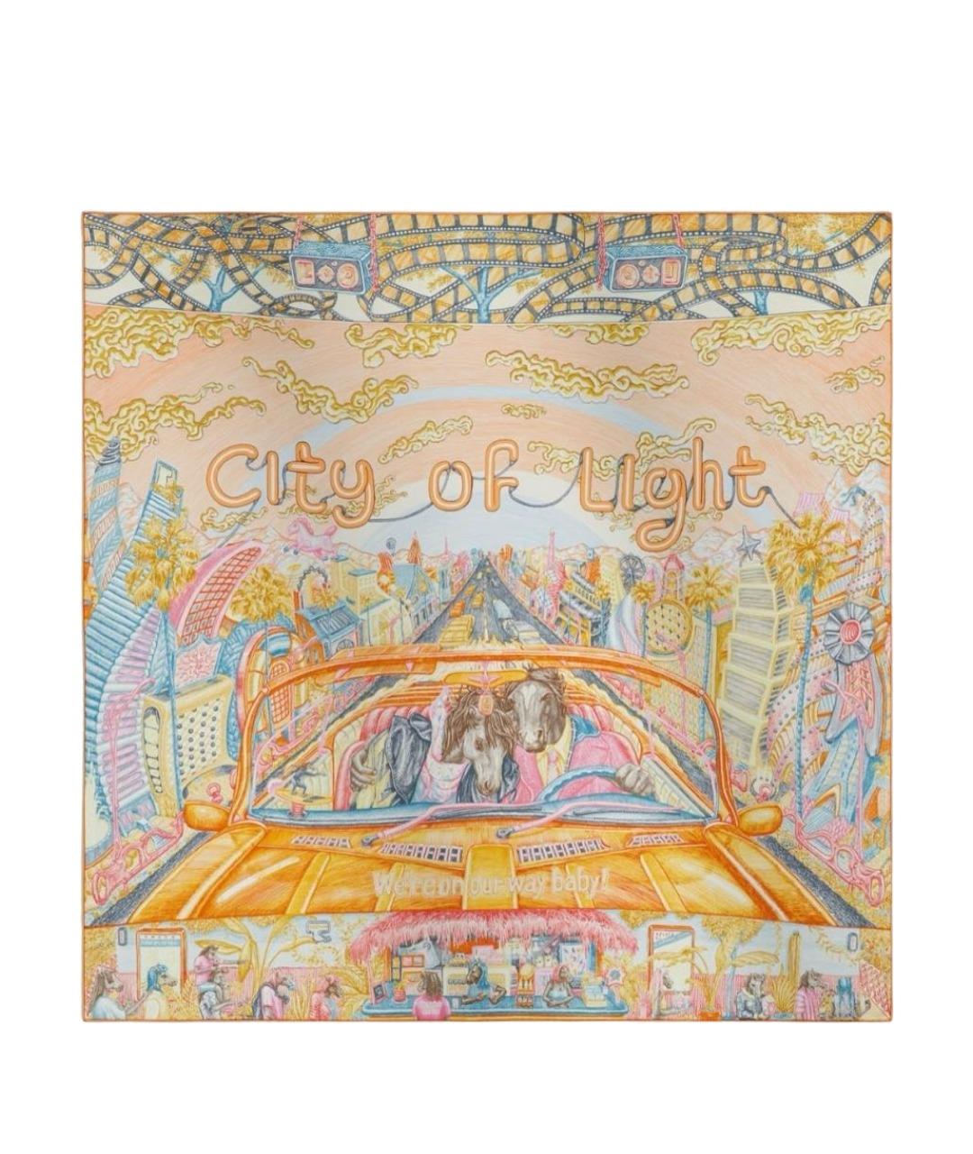 HERMES Оранжевый шелковый платок, фото 1