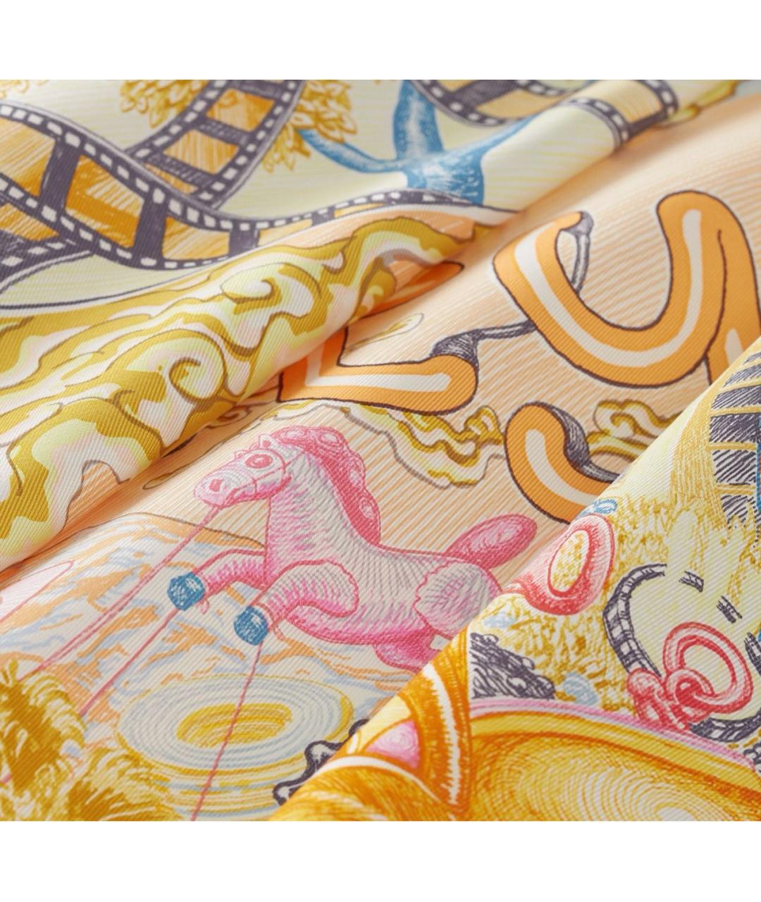 HERMES Оранжевый шелковый платок, фото 2