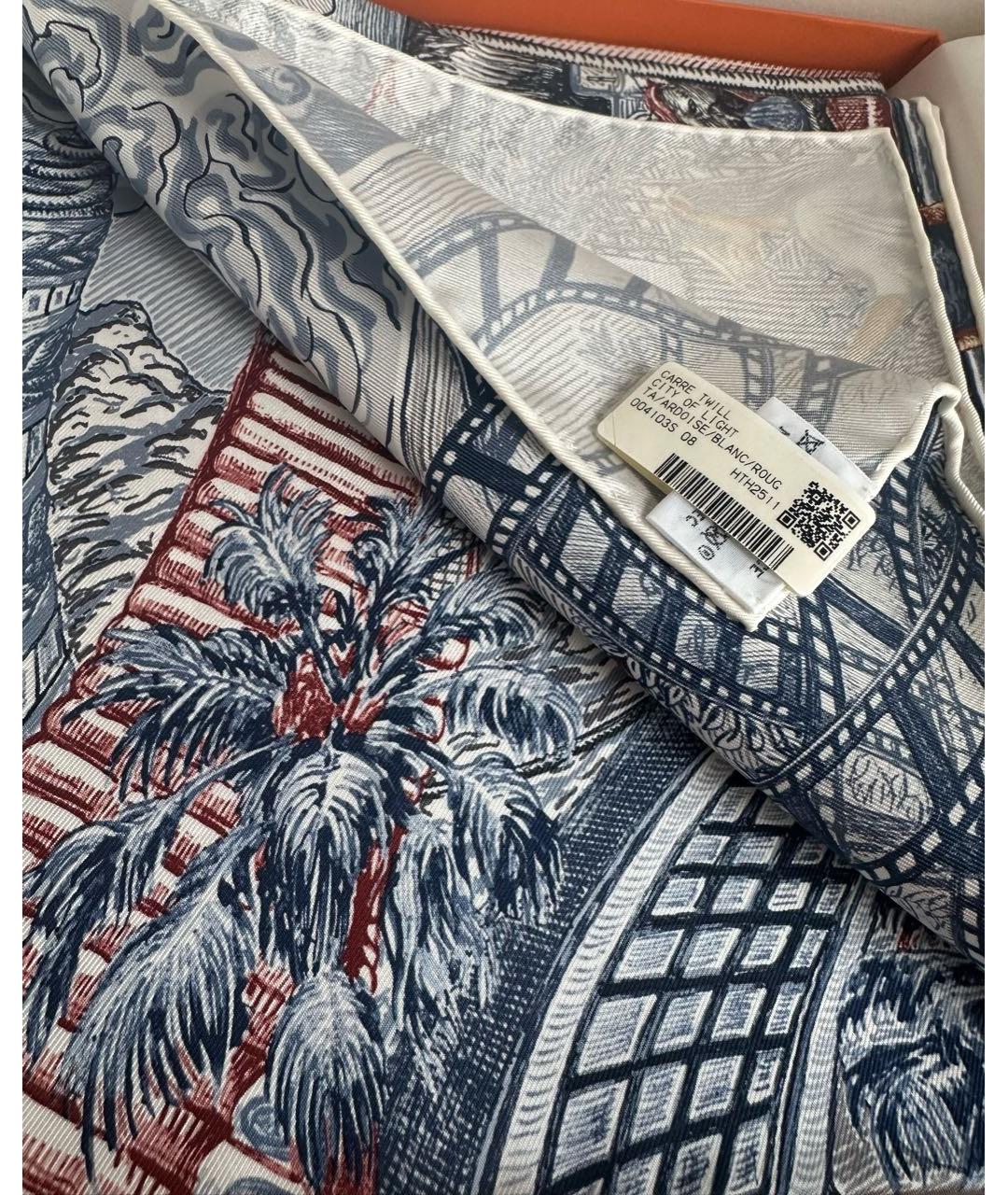 HERMES Темно-синий шелковый платок, фото 5