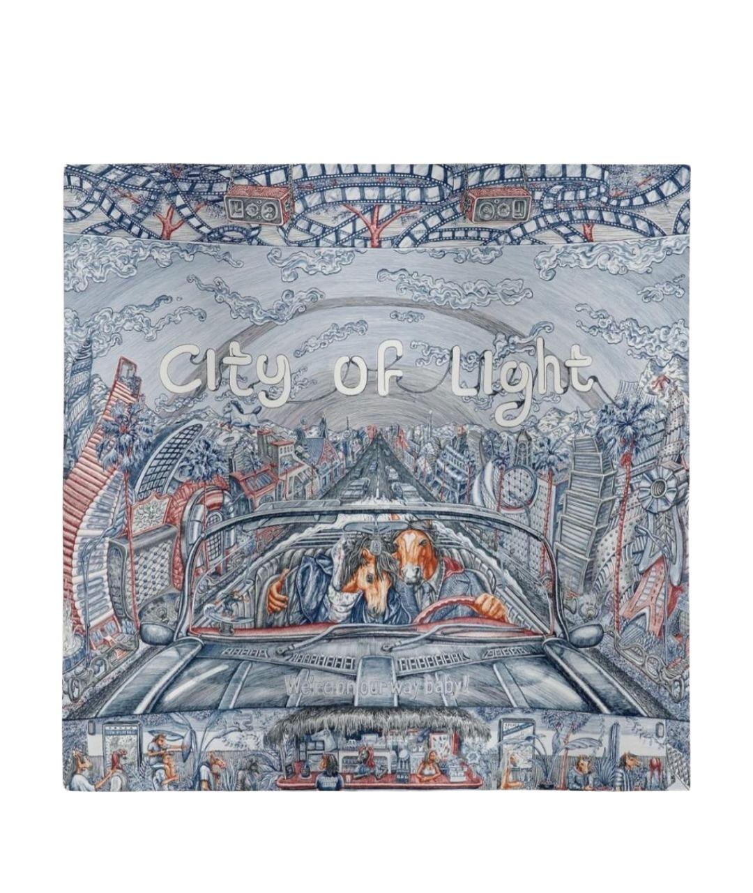 HERMES Темно-синий шелковый платок, фото 1