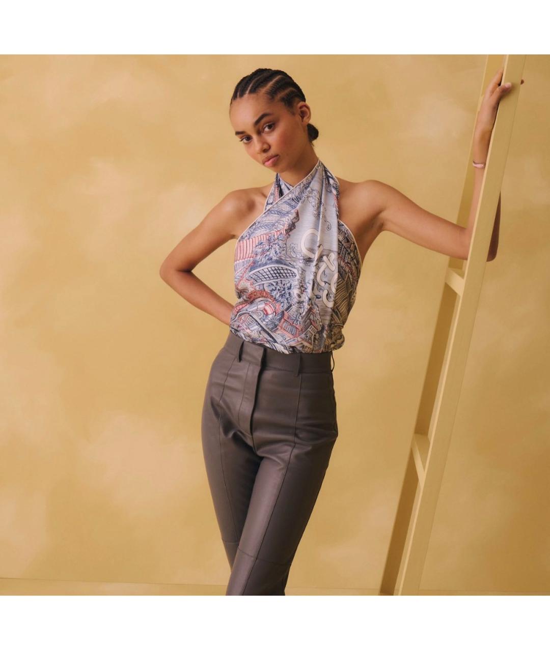 HERMES Темно-синий шелковый платок, фото 3