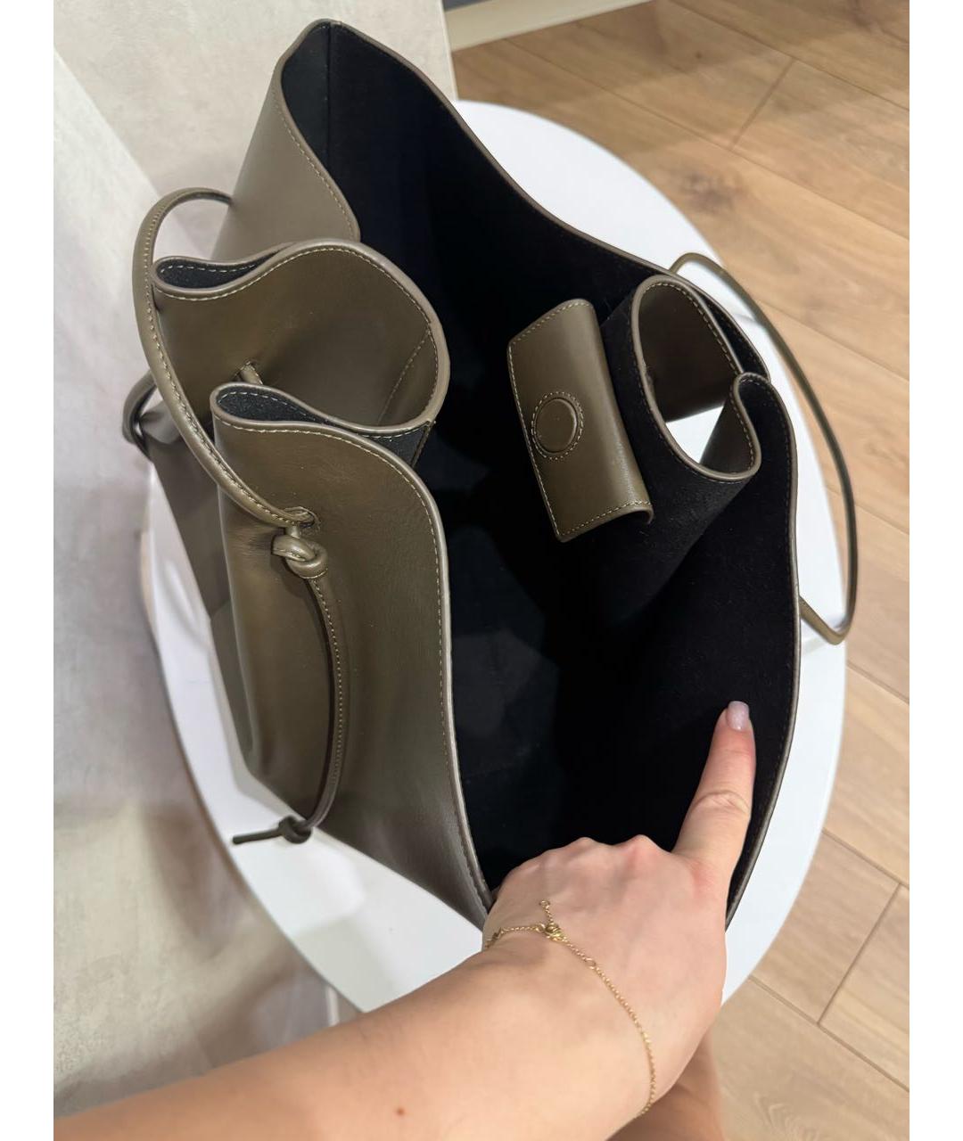 YUZEFI Хаки кожаная сумка тоут, фото 3