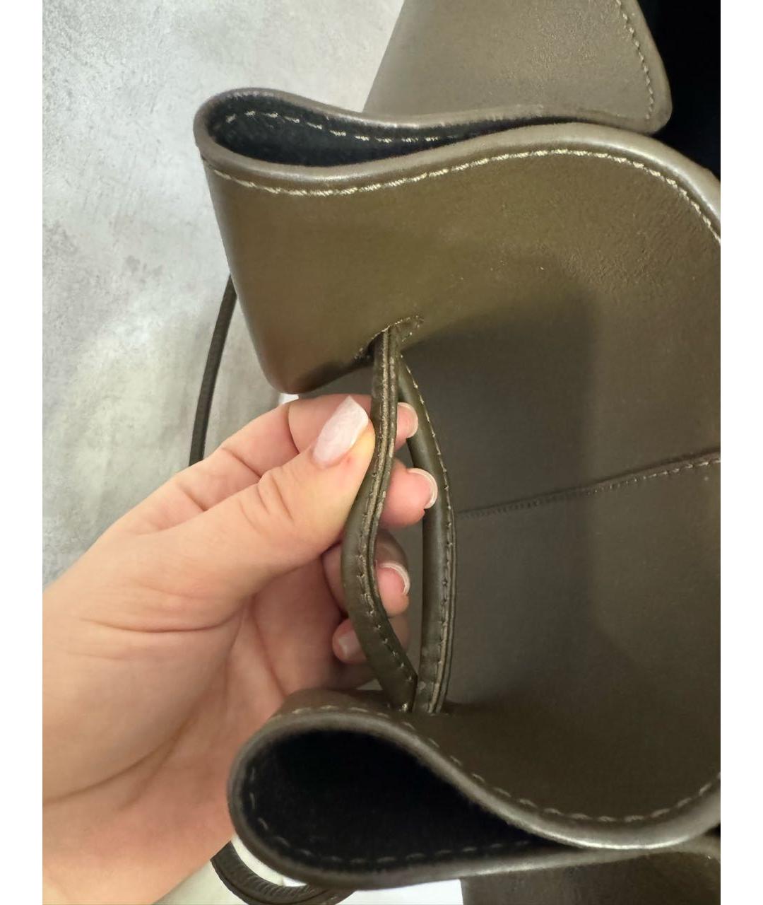 YUZEFI Хаки кожаная сумка тоут, фото 6