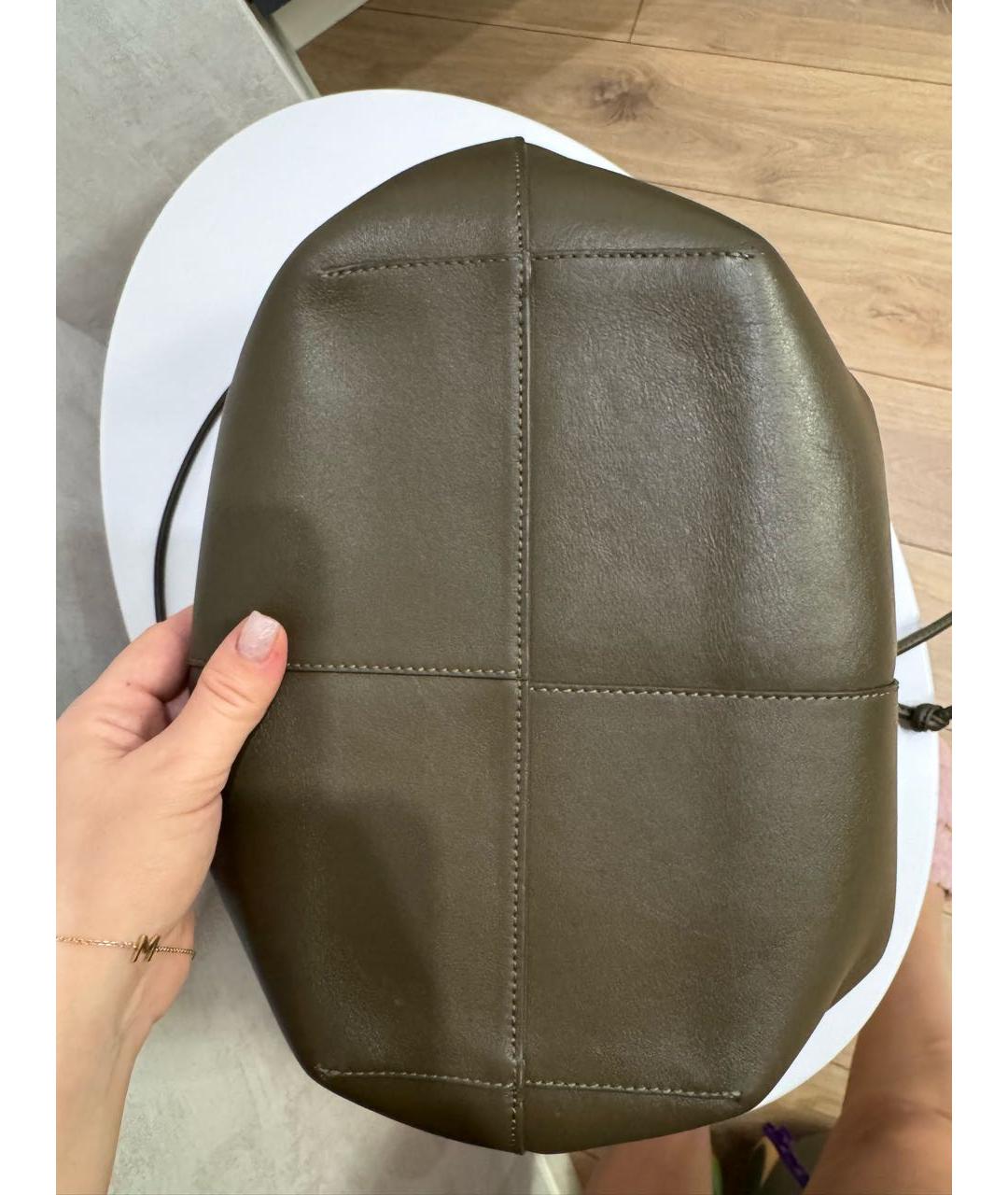 YUZEFI Хаки кожаная сумка тоут, фото 7