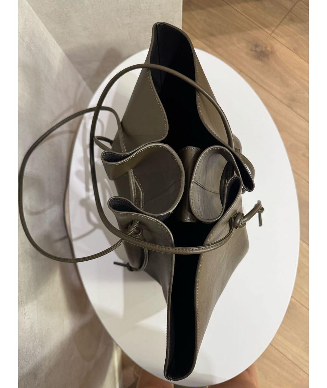 YUZEFI Хаки кожаная сумка тоут, фото 4