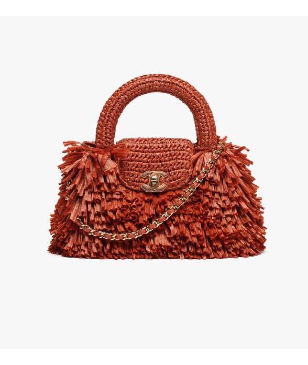 CHANEL Красная сумка с короткими ручками, фото 3