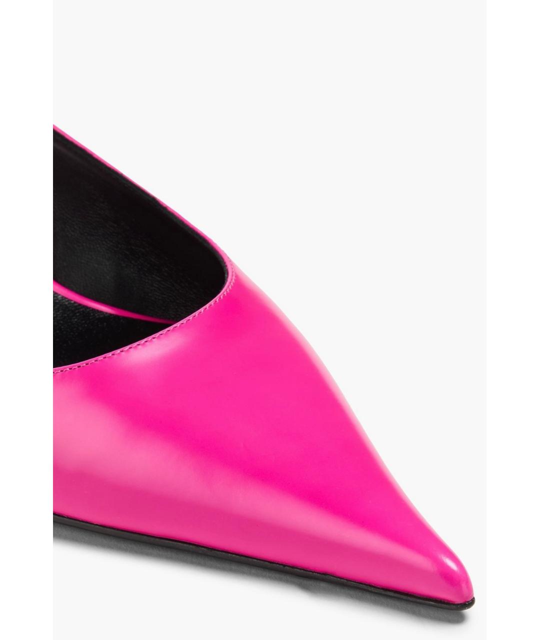 VERSACE Фуксия кожаные лодочки на низком каблуке, фото 4