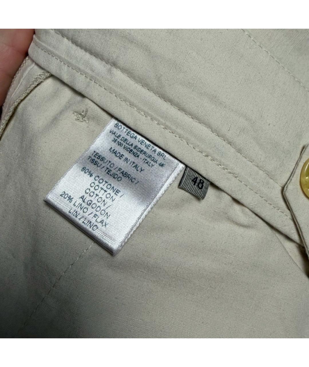 BOTTEGA VENETA Бежевые льняные прямые брюки, фото 5
