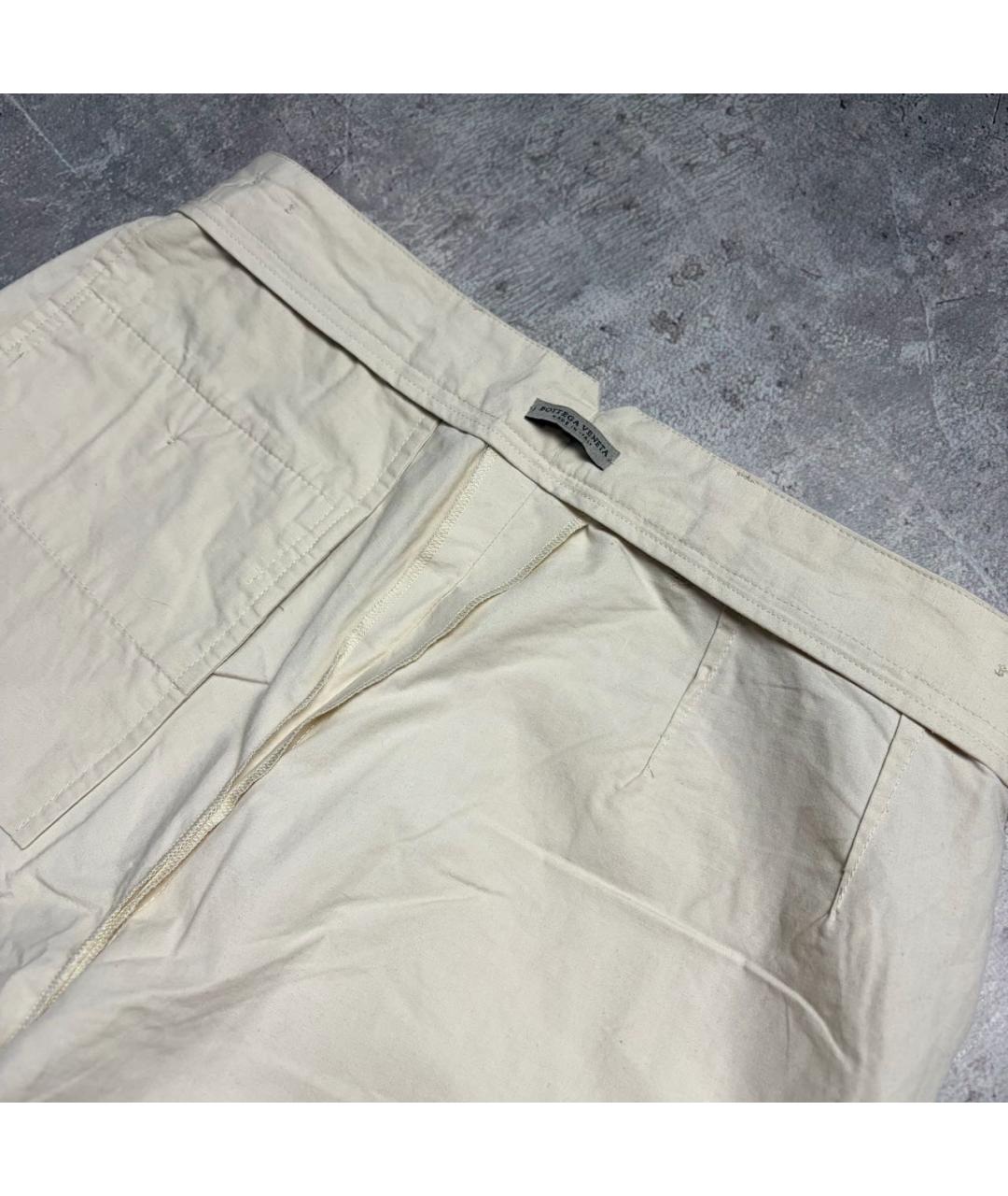 BOTTEGA VENETA Бежевые льняные прямые брюки, фото 3