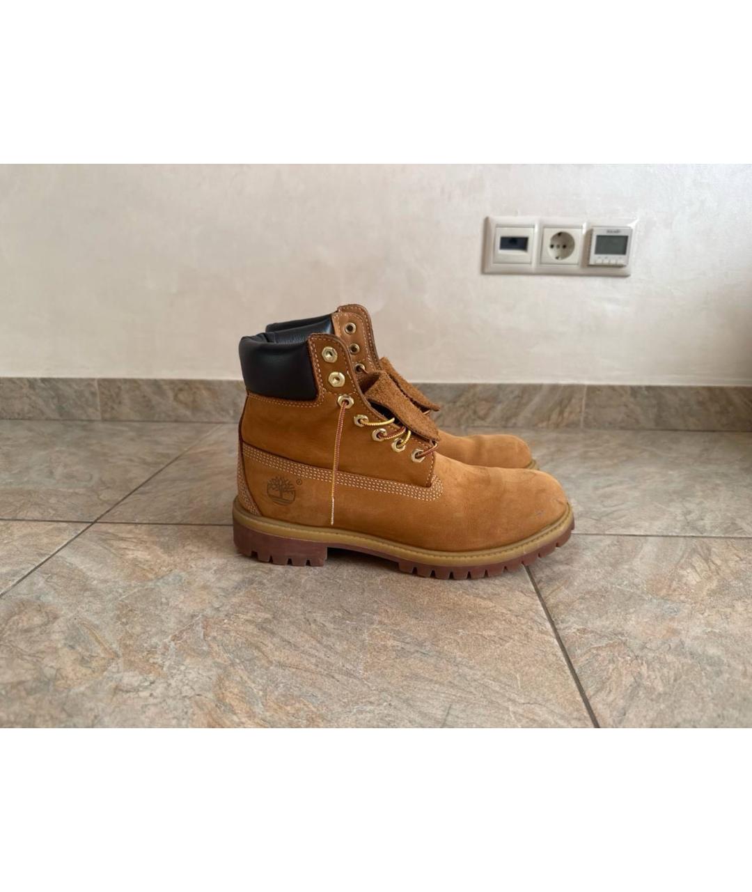 TIMBERLAND Оранжевое нубуковые высокие ботинки, фото 5