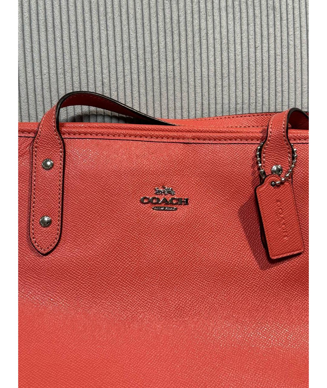 COACH Красная кожаная сумка тоут, фото 3