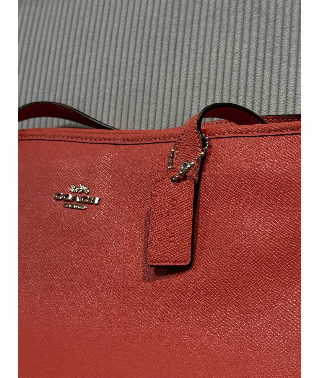 COACH Красная кожаная сумка тоут, фото 5