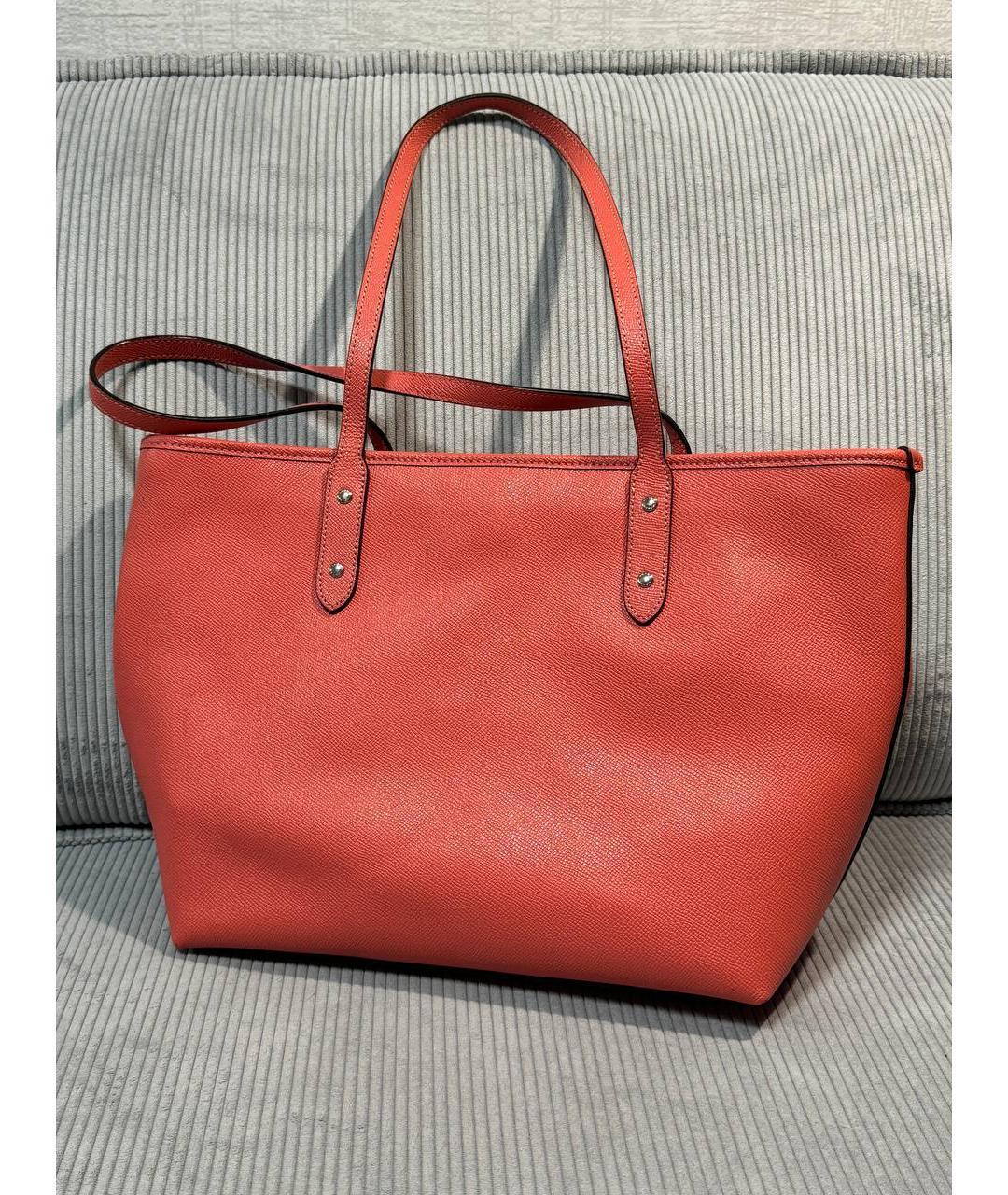 COACH Красная кожаная сумка тоут, фото 2