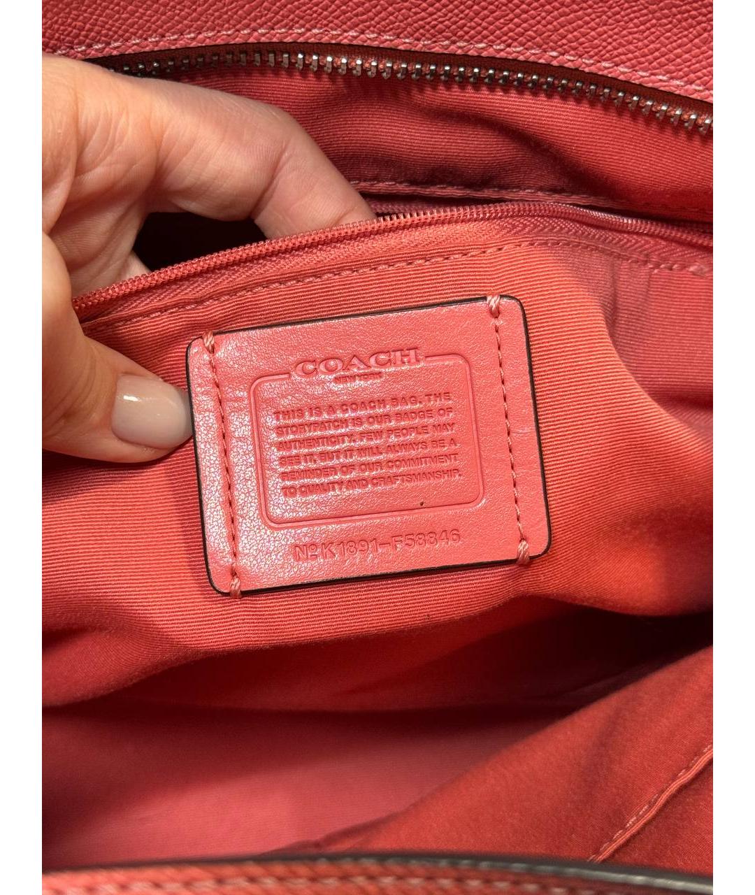 COACH Красная кожаная сумка тоут, фото 6