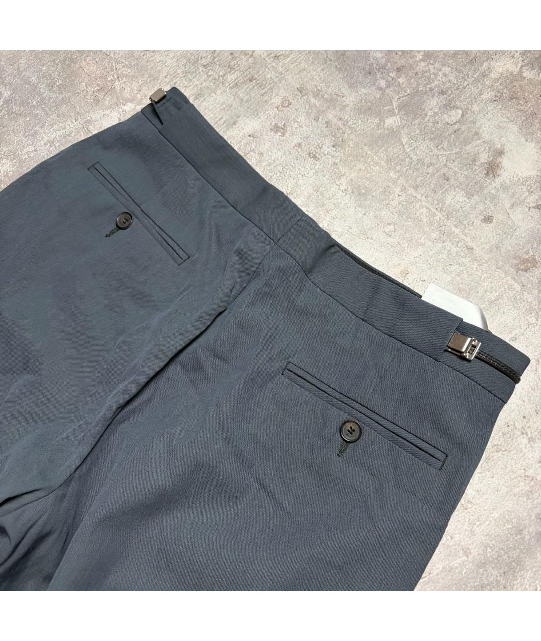 JOHN RICHMOND Антрацитовые шерстяные классические брюки, фото 2