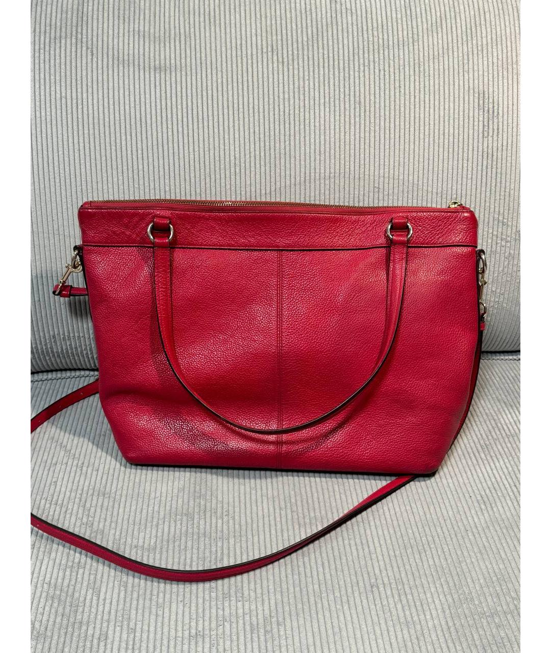 COACH Красная кожаная сумка тоут, фото 2