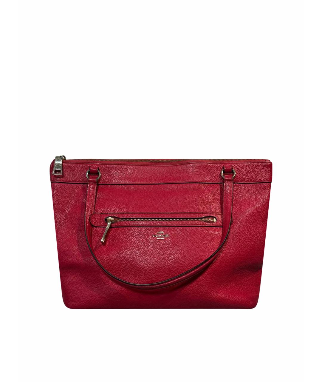 COACH Красная кожаная сумка тоут, фото 1