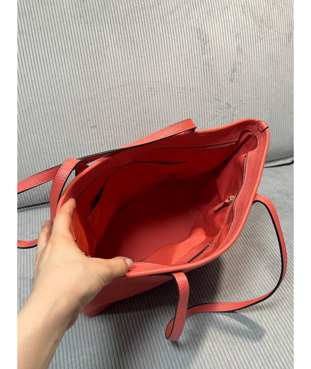 COACH Красная кожаная сумка тоут, фото 7