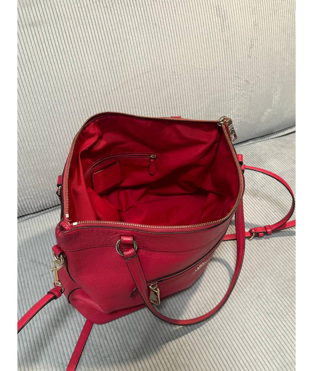 COACH Красная кожаная сумка тоут, фото 6