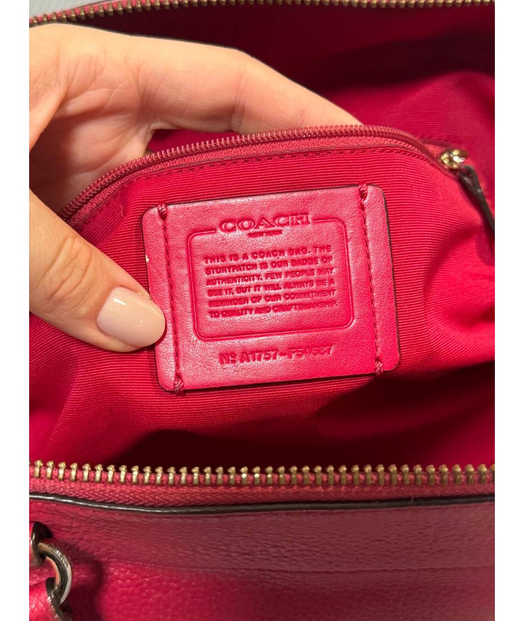 COACH Красная кожаная сумка тоут, фото 5