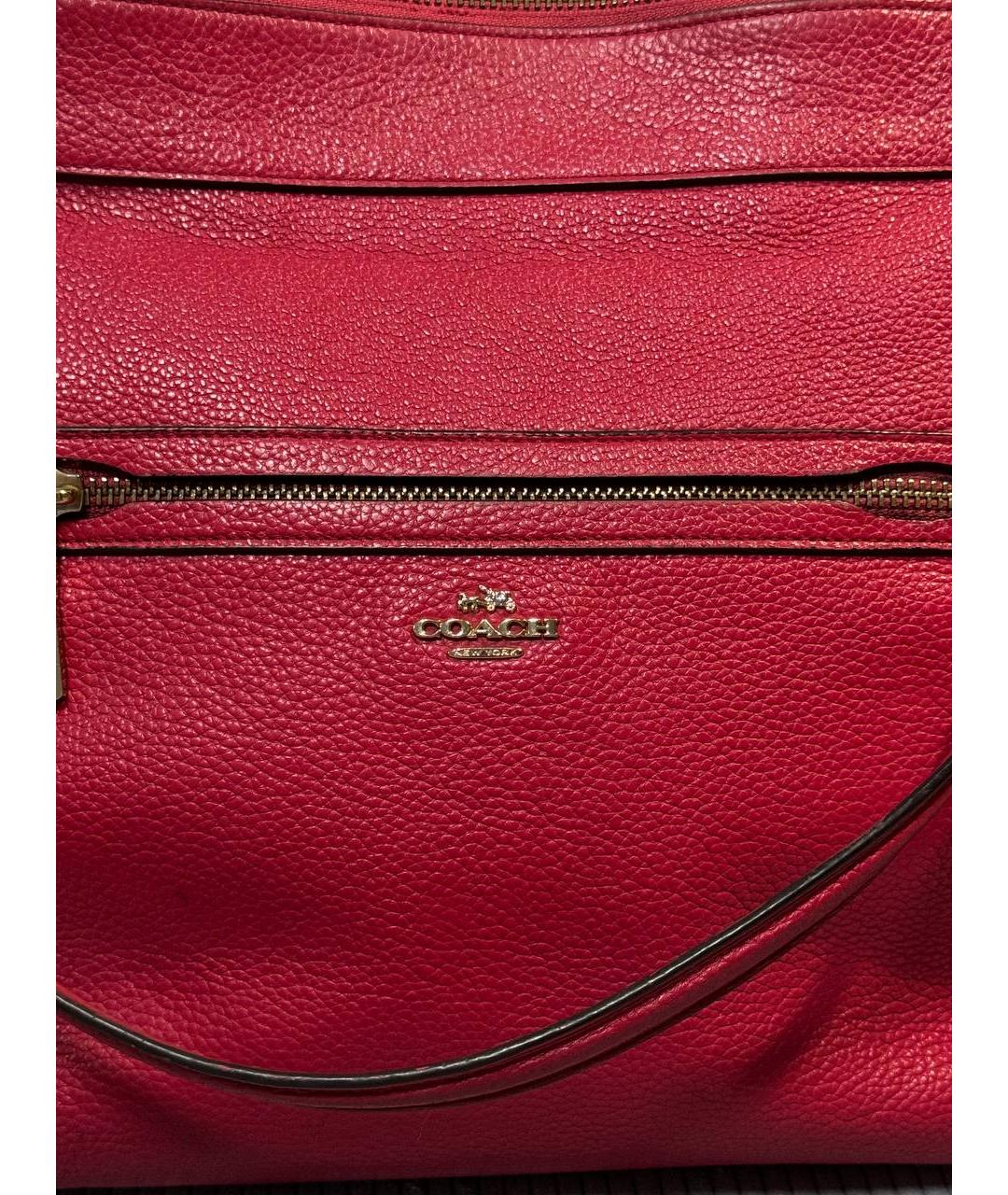 COACH Красная кожаная сумка тоут, фото 3