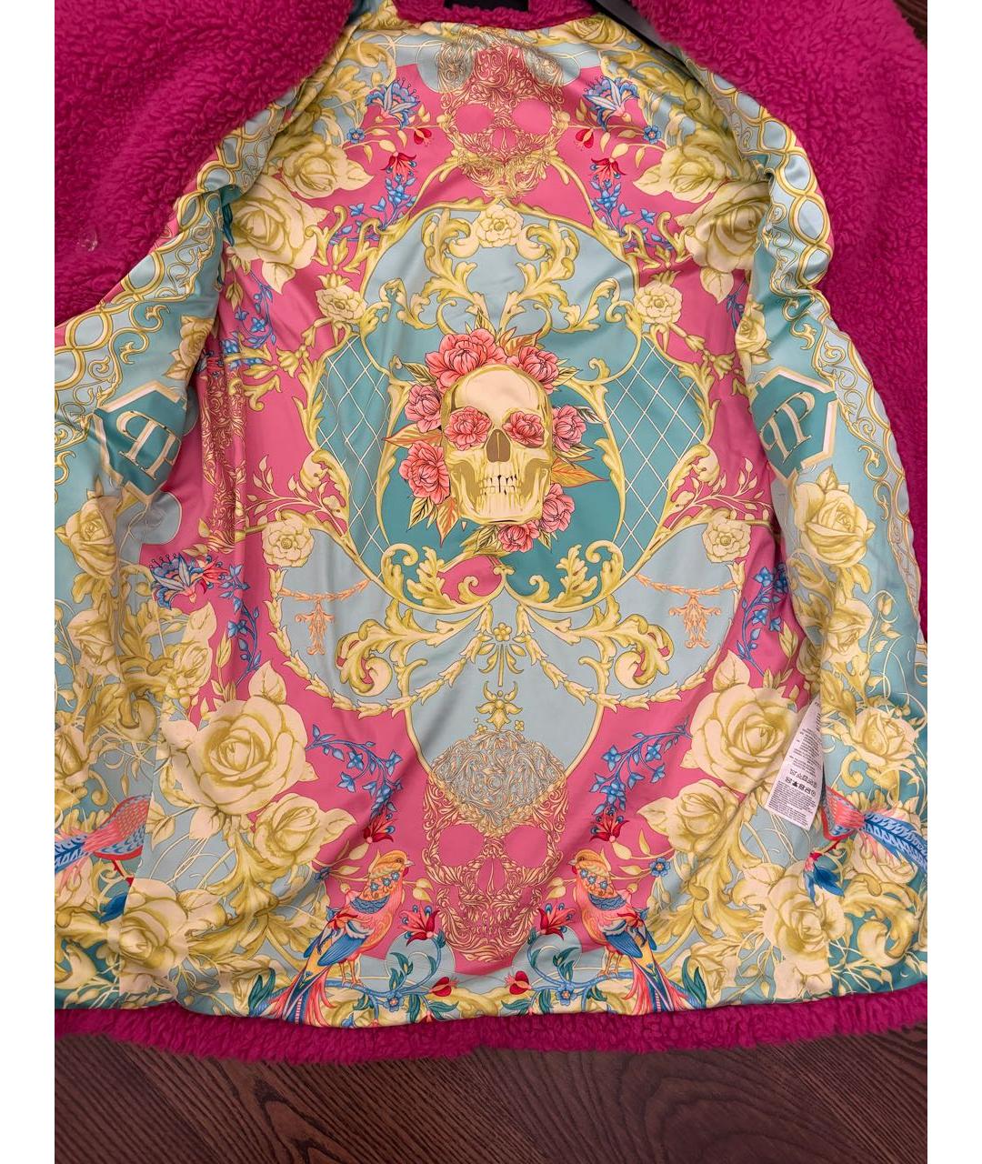 PHILIPP PLEIN Фуксия полиэстеровая шуба, фото 4